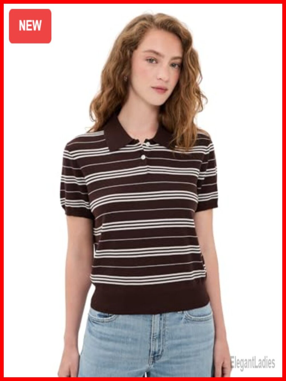 Lightweight Stretch Knit Polo Neck Tank Top with Ribbed Trim